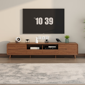 Mobile <span class=keywords><strong>TV</strong></span> <span class=keywords><strong>in</strong></span> Legno Massello Stile Mid-Century con Cassetti per <span class=keywords><strong>TV</strong></span> da 65+ Pollici, Centro di Intrattenimento per Soggiorno - Product Image 1