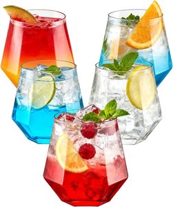 Copas de Vino de Plástico Desechables con Forma de Diamante de 12 oz, Resistentes a los Golpes, Recicladas, para Fiestas, Bares y Whisky - Product Image 1