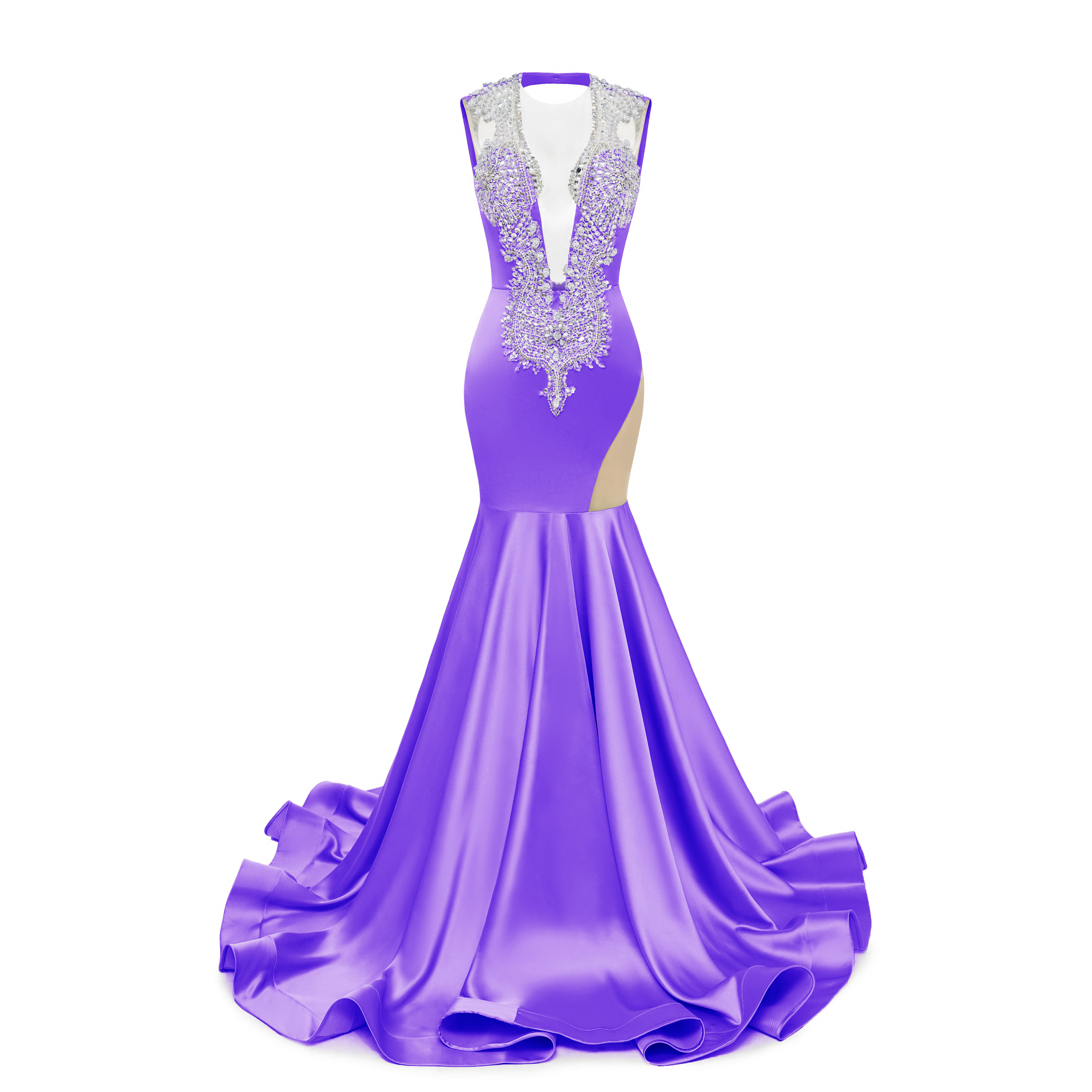 chinese dress ladies Luuvis Women Pretty Lilac Mermaid Sweetheart Lace Up Long Tulle Prom Dress  with Appliques