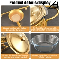 Fournitures hôtelières : Ensemble de réchauds de buffet ronds de luxe en acier inoxydable 2L, chauffe-plats en verre doré/argenté pour restaurant et mariage