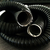 Tuyau métallique flexible noir enduit de PVC à double boucle durable, haute résistance, pour la protection des câbles de machines, sur mesure