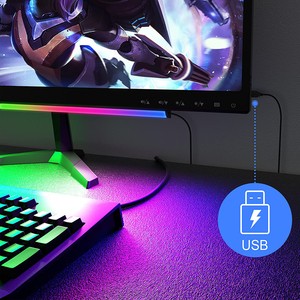 Barra de luz para Monitor, lámpara de escritorio RGBIC, regulable, LED dinámico, con efecto arcoíris, para juegos - Product Image 6