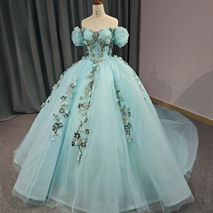 Quinceanera <strong>Dresses</strong> <strong>Off</strong> <strong>the</strong> <strong>Shoulder</strong> Ball Gown Floral Appliques Lace Bow Back <strong>Corset</strong> for Sweet 15 Girls Party 6615 - Product Image 3