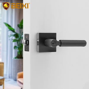 Hochwertiger Gerändelter Satin-Schwarz Innentürgriff mit Schloss aus Zinklegierung, Privatsphäre-Durchgangstürgriffe für Innentüren - Product Image 1