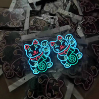 Nouveauté : Autocollants de voiture lumineux EL personnalisés avec logo chat porte-bonheur, éclairage LED flexible