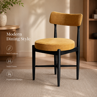 Ensemble de chaises modernes en velours, dossier plat avec assise ronde et cadre croisé doux couleur anthracite pour coin amande et coin caramel