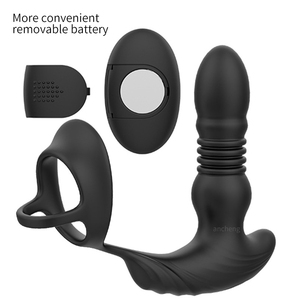 Neuer Analvibrator mit Penisring, vibrierender Prostatamassager, stoßender Analplug-Vibrator für Männer und Frauen, Analsexspielzeug - Product Image 4