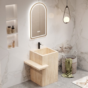 Lavabo <span class=keywords><strong>colonne</strong></span> en dalle de <span class=keywords><strong>pierre</strong></span> carrée [Designer Custom] pour hôtel/KTV, lavabo créatif et minimaliste - Product Image 4