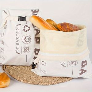Bolsa de Pan Lavable de Algodón Orgánico Reciclable con Compartimento Interior de Cera de Grado Alimenticio - Product Image 1