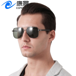 Lunettes de soleil aviateur en métal argenté pour hommes, polarisées UV400, grande monture, mode, conduite, voyage, protection solaire, fabriquées à Wenzhou - Product Image 2
