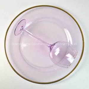 All'ingrosso di lusso eco-friendly vetro caricabatterie verde decorativo sottopiatto 13 Inc cristallo <span class=keywords><strong>oro</strong></span> cristallo cristallo vetro colorato - Product Image 4