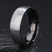 Herrenring aus zweifarbigem 8mm Wolframkarbid, gebürstet, matt, kostenlose Gravur, I LOVE YOU, Ehering, Verlobungsring