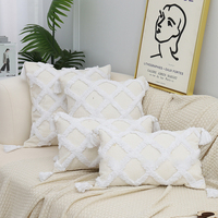 Housse de coussin en lin polyester, vintage, fait à la main, style boho, décoration pour la maison, canapé, en stock,