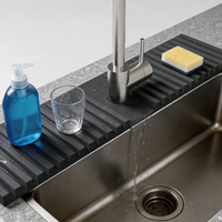 Tapis de séchage en silicone sur mesure pour robinet d'évier, grande taille, avec support pour éponge et récupérateur de gouttes, accessoires de cuisine