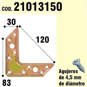 Placa de Soporte de Madera en Forma de "L" Bichromatada de 120 mm. - Product Image 1