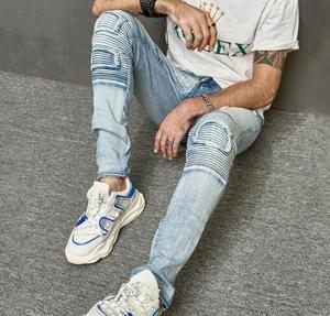 Pantalons High Street pour hommes Jeans Slim Classic Skinny Jeans pour hommes Patch déchiré Trou Denim Pantalon - Product Image 6