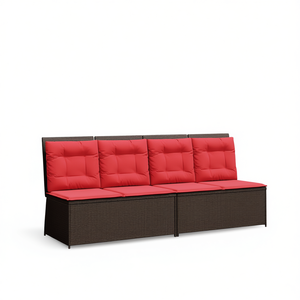 Banc de jardin en polyrotin 4 places, mobilier de patio extérieur, design moderne et durable - Product Image 1