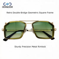 Lunettes de soleil unisexes M20131 à monture carrée géométrique et en métal tendance, logo personnalisé OEM et ODM bicolore pour hommes et femmes