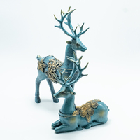 Décoration d'intérieur nordique personnalisée, paire de cerfs bleus, petit couple, belles figurines artisanales, ornements, vente en gros, statues de cerfs en résine