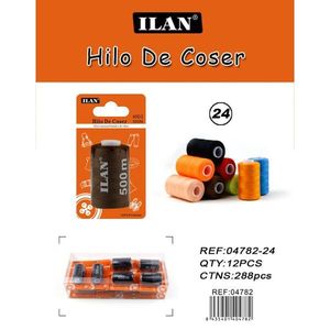 Filo da Cucito Ilan 500m 24 Colori Assortiti per Cucito Generale - Product Image 1