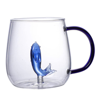 Mug 3D animal à l'intérieur de la tasse figurine de dessin animé café thé eau lait boisson tasse verre transparent tasses de qualité alimentaire écologique