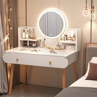 Ensemble de meubles de chambre à coucher de style nordique simple, table de maquillage pour fille avec miroir LED et commode