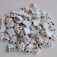 Statuette di Mucche in Resina Stile Cartoon, Cabochon con Retro Piatto per Scrapbooking, Accessori per Gioielli Fai-da-Te e Decorazioni Artigianali