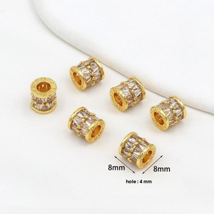 18K Gold-Plated Brass <strong>Bead</strong> Caps Zircon Through-Hole Slim-Waist Design Crystal <strong>Bracelet</strong>/Necklace DIY Jewelry Finding for Necklace - Product Image 3