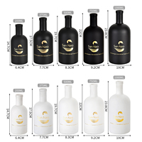 Fourniture directe d'usine 200ml 375ml Bouteille de liqueur de whisky noir mat Bouteille en verre de vodka avec liège