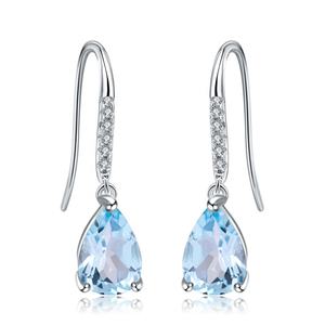 Wostu — boucles d'oreilles pendantes en topaze bleu ciel, bijoux simples, en argent Sterling 925, éblouissants, pour femmes, A2982 - Product Image 1