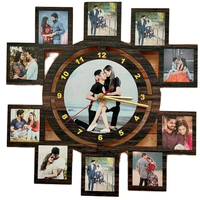 Horloge murale mécanique de luxe en MDF de 12 pouces avec aiguilles, verre carré de 10 pouces, impression par sublimation haute brillance, pour salon, mariages, à piles