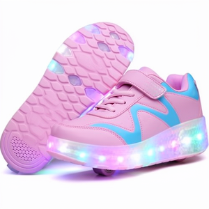 Chaussures de roller pour enfants, sûres et durables, avec lumières LED rechargeables et tige synthétique - Product Image 1