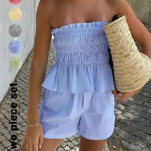 Conjunto Casual de Lino y Algodón para Mujer, Estilo Nuevo 2025, Dos Piezas con Top sin Mangas y Pantalones Cortos, Gran Venta OEM - Product Image 1