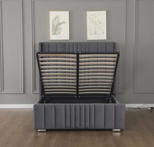 <span class=keywords><strong>Lit</strong></span> Plateforme Moderne Willsoon Queen <span class=keywords><strong>de</strong></span> Luxe Européen avec Rangement Coffre Rembourré en Velours et Tête <span class=keywords><strong>de</strong></span> <span class=keywords><strong>Lit</strong></span> Verticale Capitonnée pour Chambre à Coucher - Product Image 2