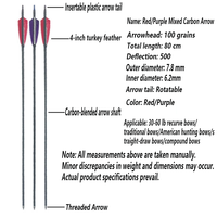 Flèches de tir à l'arc en carbone mixte avec plumes de dinde naturelles, 31,5 pouces, pour la chasse à l'arc composé/à poulies