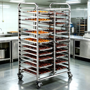 Carrello Portateglie a Doppia Fila per 32 Teglie GN, in Acciaio Inox, per Hotel e Pasticcerie - Product Image 3