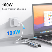 Adaptateur multiport RSHTECH 5 en 1 4K HDTV 100W PD 3 Ports de données USB-A et 1 Dongle de Type C Hub USB C pour MacBook Pro/Air iPad Pro iMac