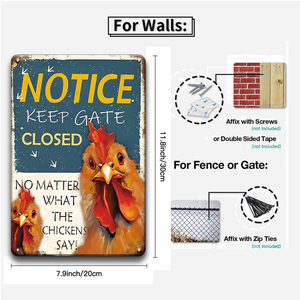 Juego de Letreros Metálicos Vintage de <span class=keywords><strong>Gallo</strong></span>, Decoración Retro para Pared de Granja, para Gallinero, Cocina y Hogar - Product Image 3