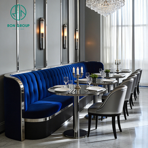 Sofá de Lujo con Estructura de Acero Inoxidable y Tapicería de Terciopelo, Silla y Mesa para Hotel, Restaurante, Cafetería, Muebles para Cafetería - Product Image 1