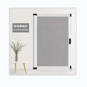 Aluminum alloy perforation-free screen door anti-mosquito invisible telescopic entry door household sliding screen door