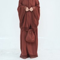 Nouvel ensemble de prière Abaya 4 pièces en soie de Médine à manches longues et dentelle – Nouvelles tendances pour femmes musulmanes