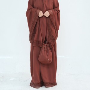 Nuevo Conjunto de Oración Abaya de 4 Piezas con Encaje de Seda <span class=keywords><strong>Medina</strong></span> y Manga Larga, Nuevas Tendencias para Mujeres Musulmanas - Product Image 4