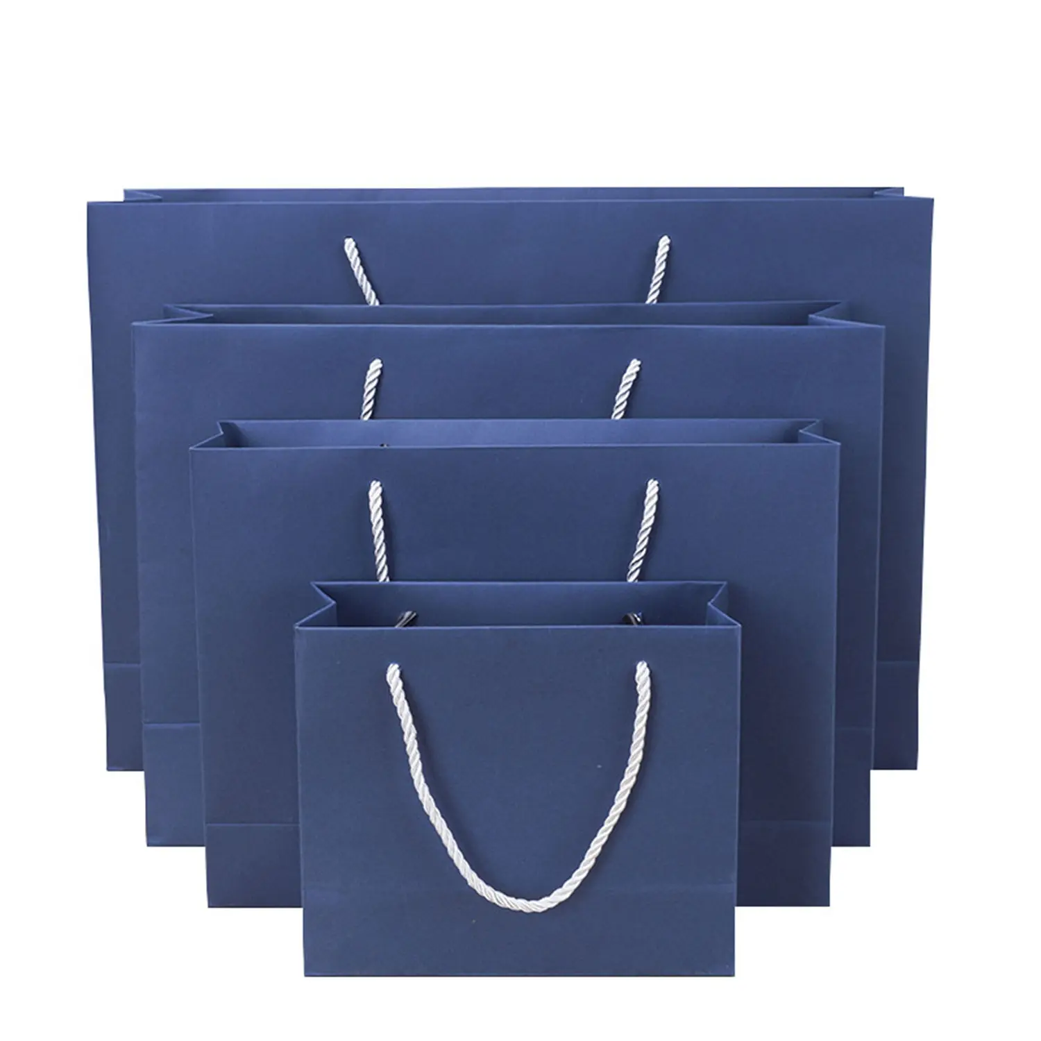 손잡이 도매 사용자 정의 인쇄 블루 럭셔리 종이 가방 구매 럭셔리 로고 인쇄 종이 가방