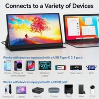 Moniteur portable IPS 15,6 pouces 1080P 1920x1080 FHD Interface Type-C Mini HD Écran secondaire externe Ultra fin HDR