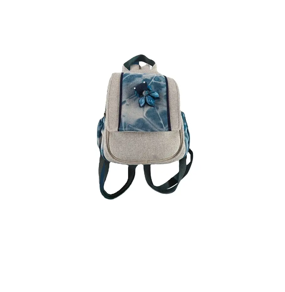 Cotton Blue Backpack Tie-Dye Bags For Women Backpack In Low Price