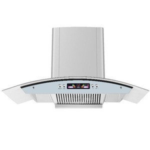Hotte aspirante Kuchinar à verre incurvé 60 cm murale en acier inoxydable argenté Classe A Énergie pour usage hôtelier - Product Image 5