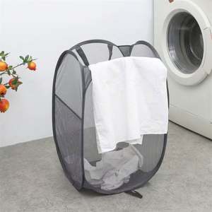 75L Large Foldable Dirty Mesh Laundry Clothes <b>Hamper</b> Storage Basket Horizontal with Side Pocket - Product Image 5