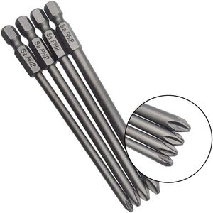 Phillips <b>Screwdriver</b> <b>Bits</b> PH2 Hex Shank 100mm Black Oxide Chrome Vanadium Steel Industrial Grade <b>Set</b> For Electric Tools - Product Image 1