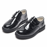 Chaussures de campus pour garçons en PU noir respirant et léger, toutes saisons, avec fermeture auto-agrippante, chaussures habillées formelles pour l'école