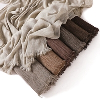 Hijab ethnique, nouveau, doux et respirant, en modal viscose rayonne teint à la main, foulard long froissé à franges avec châle plissé, en stock